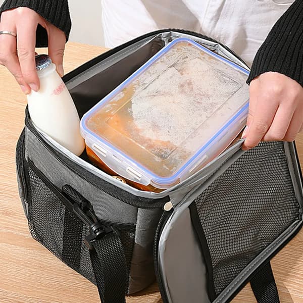 Kjølebag, piknikbag, kjøleboks, stor, kjøleboks, drikkebag, termobag, isolert bag, lunsjbag, camping (grå)