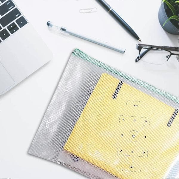 10-pack Mesh Zipper Pencil Pouch A4 Size - Waterproof Office Supplies Organizer, Tear-Resistant Plastic