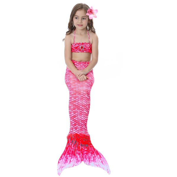 Barn och flickor vacker fiskstjärt bikini set baddräkt -6-7 år, rosa Pink 6-7 år
