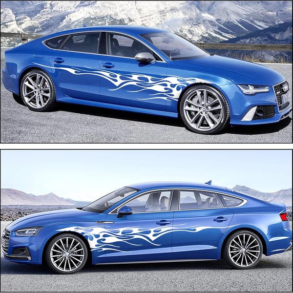 2 pcs 261 cm Flames Graphics Car Body Side Decals Flames Raci