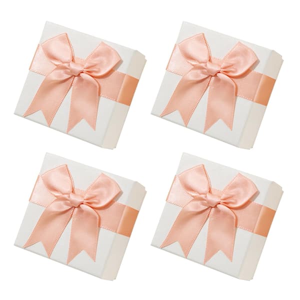 4 st små presentaskar för smycken, 7x7x3,5 cm smyckesdisplay presentaskar med rosett