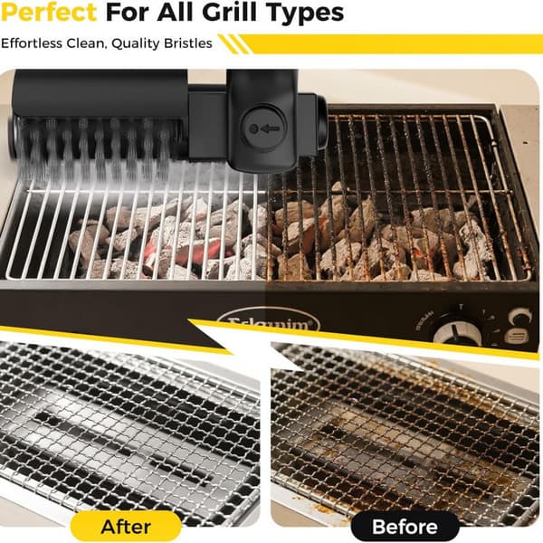 Rechargeable Foldable Grill Brush, Grill Brush with Adjustable Brush Head, Suitable for All Grill Grates, a Gift for Grill Enthusiasts