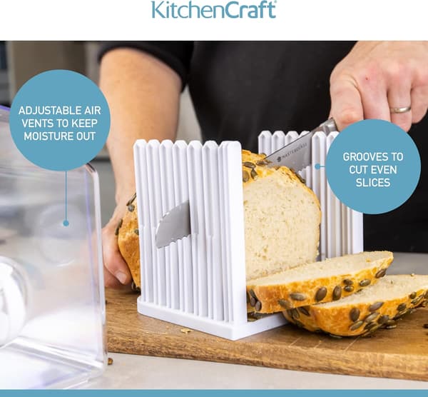 Kitchen Craft Stay Fresh laajennettava leipäkori leipäleikkurilla
