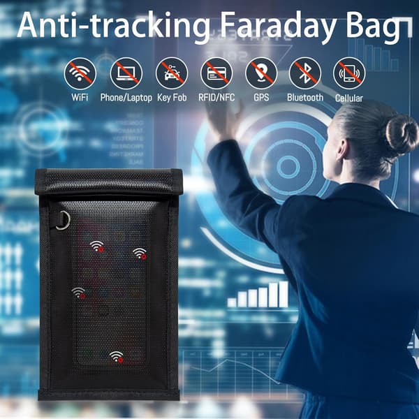 2-pack Faraday-väskor för telefoner och bilnycklar, stöldskyddande signalblockerande påse