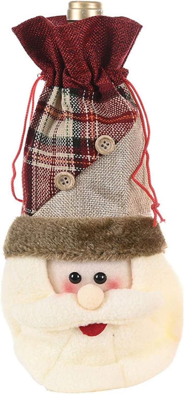 Julemand i flannel til vinflasker