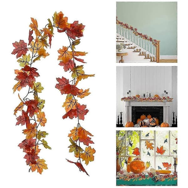 Halloween Lønnegirlander Thanksgiving Høst Kunstig Høstlønnegirlander Hengende Lønneranke 2 Stk