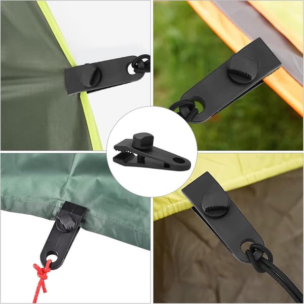 Tarp Clips, 30-pack Nylon Tent Clip, Adjustable for Camping, Awnings, Sleeping Bags, Black