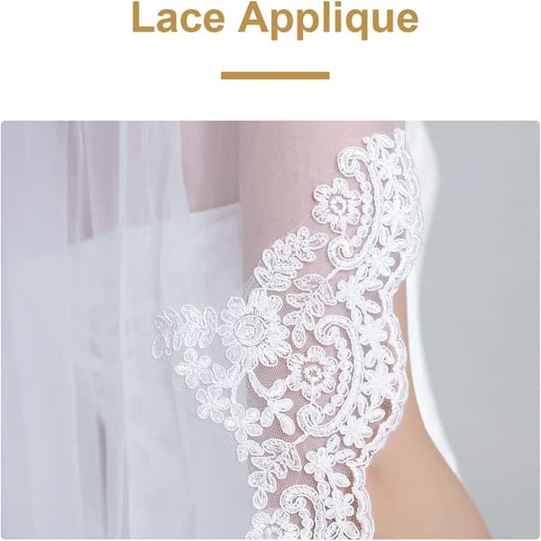 Bridal Veil 1 Layer Simple White With Metal Comb Short L