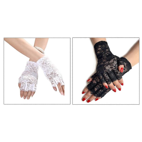 Sommar Touch Screen Handskar Bröllopsfest Brud Vantar Mesh Fingerlösa Handskar (FMY) Vit White