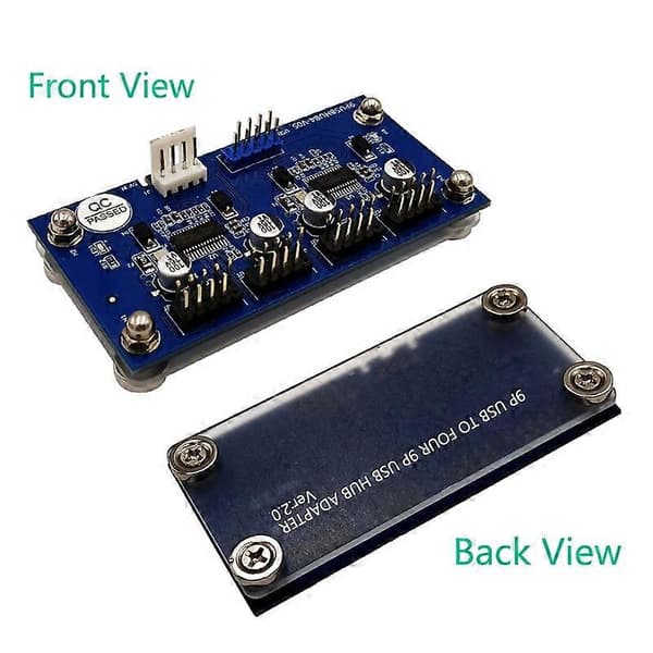 Magnetic 9-Pin 1 In 4 Out USB 2.0 Hub Adapter Expansion Card with SATA Cable