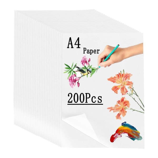 A4 Tracing Paper 200 Sheets, 63 GSM Tracing Paper Bulk, Technical Tracing Paper A4 for Drawing, Scrapbooking, Sketching White White