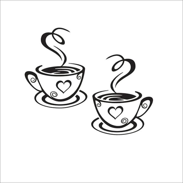 2 ark, 4 mugg väggdekaler konst kök vinyl kaffe dekorativa