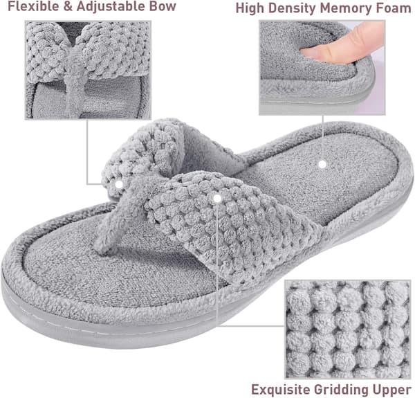 Flip-flop tøfler i minneskum for kvinner, grå 7-8 46211 Grey