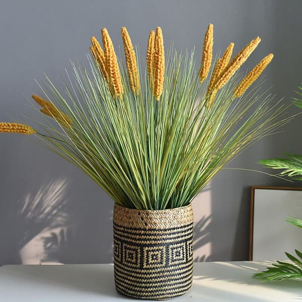 Natural Woven Herb Plant Basket, Creative Boho Vase Dried Cornflower Vase Flower Pot for Home Decor, B(L)