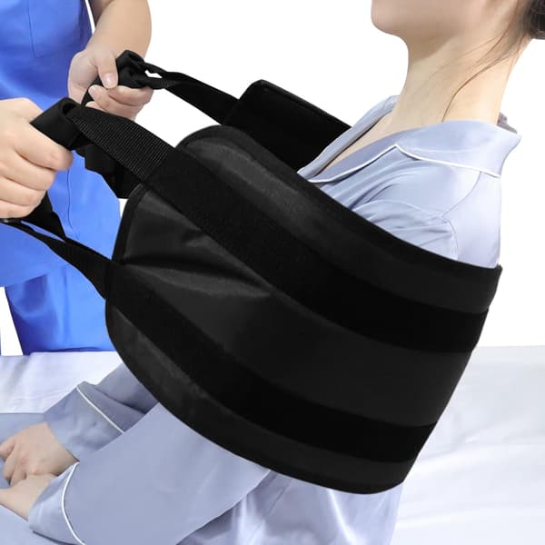 Patient Transferbælte, 45 cm, til sikker overførsel i seng, bil, kørestol, seng til handicappede, ældre, skadede (sort)