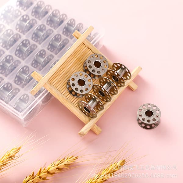 Metal Bobbins Sewing Machine, Empty Bobbins Sewing Machine with Storage Box, Metal Thread Bobbins, 25