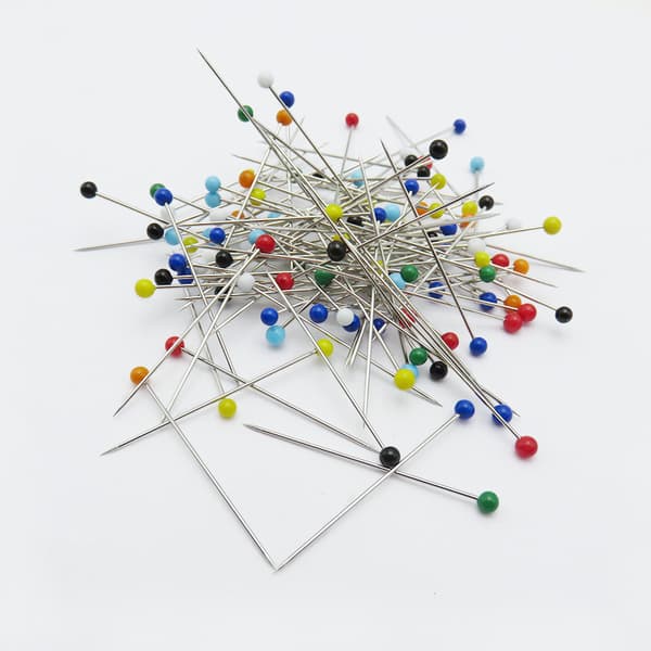 Sewing Pins with Glass Heads 250 Pieces - 38mm Long, Straight