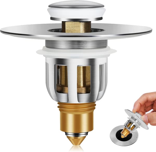 Stainless Steel Pop-Up Drain, Sink Drain Plug, Anti-Clogged Drain