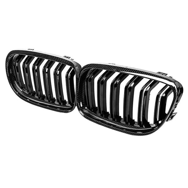 Bil Kulfiber Blank Sort Dobbelt Lamel Front Nyre Grill Til E90 E91 Lci 3-serie 2009-