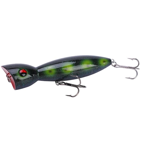 Portable PC Simulation Artificial Popper Lure Fishing Accessories Treble Hooks (Dark Green Spots)