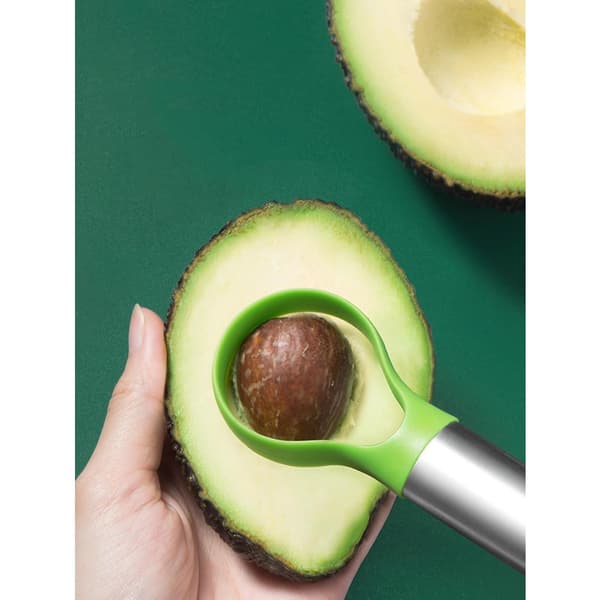 2-in-1 Avocado Slicer & Pitter, Stainless Steel Kitchen Tool for Salads & Dishes