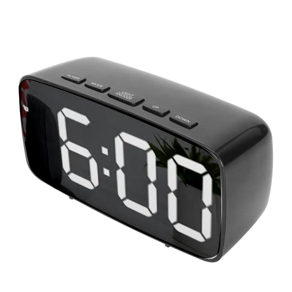 Digital väckarklocka Stor speglad LED-display Klocka Batteri USB-laddning Dubbel användning Elektronisk klocka för sovrum Studentrum