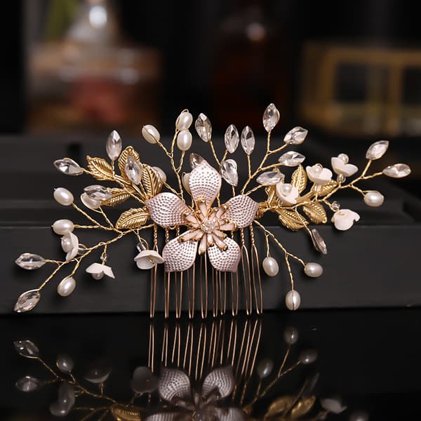 Sølv#B Bryllup Krystal Hår Ranker Blomst Blad Hårpynt Bryllup