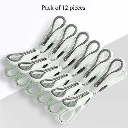 12-pack Small Clothes Pegs (Green) - Non-slip Windproof