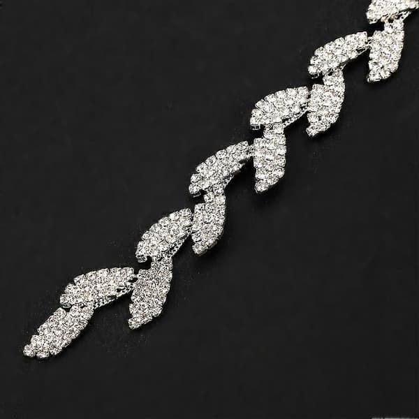 1.5cm Wide Rhinestone Ribbon Tree Leaf Design AAA Diamond Wrap Roll Decoration - 1 Yard