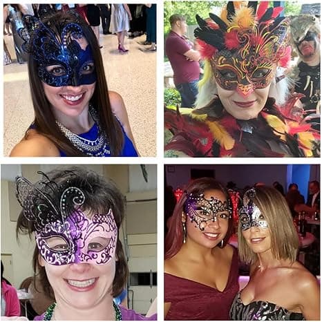 sæt med blå Halloween-bal diamantbesatte smedejerns-sommerfuglemasker