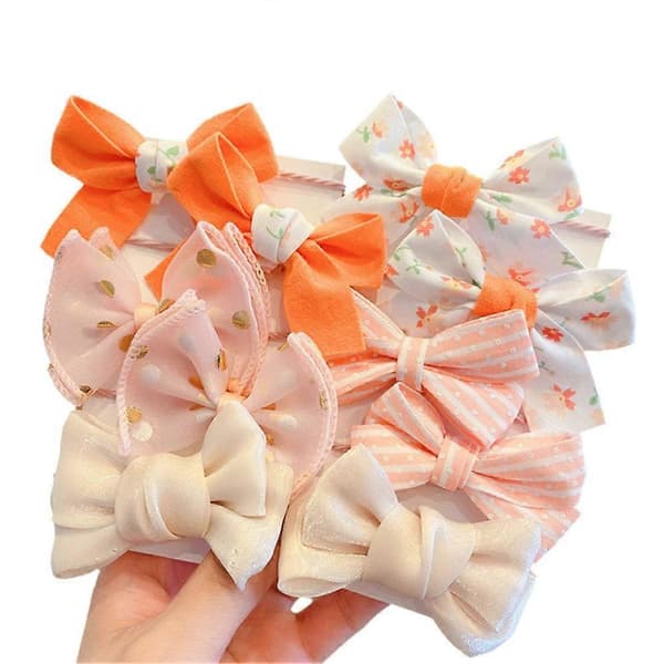 Søde professionelle 10 stk/sæt Blomstersløjfe Elastiske Hårbånd til Piger Børn Søde Gummi Nemme at Bruge Mandarin Tangerine
