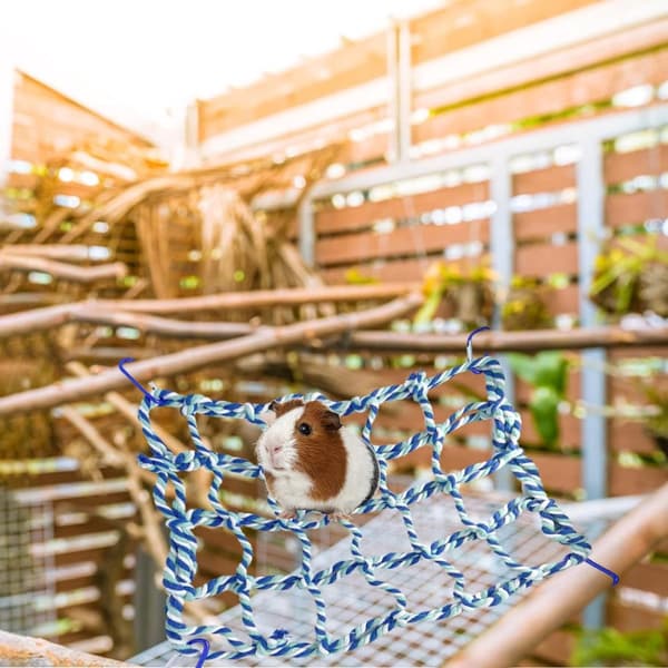 Small Pet Hammock, Climbing Net and Swing for Birds, Blue, 32x25cm