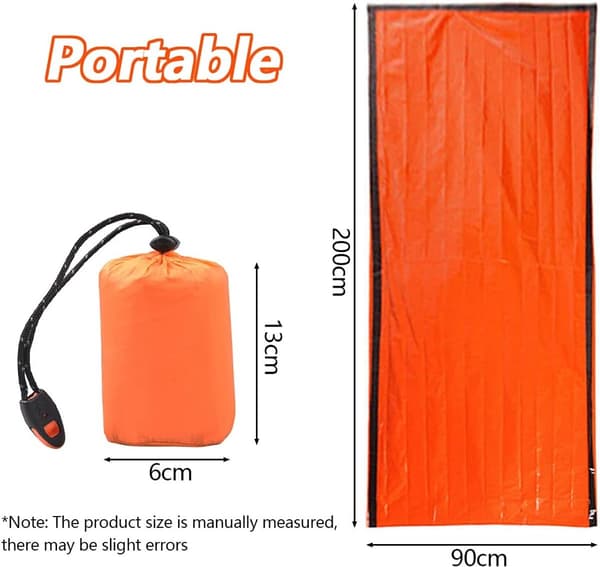 Emergency Bivy Bag, Reusable Sleeping Bag, Ultralight Heat Resistant, Orange