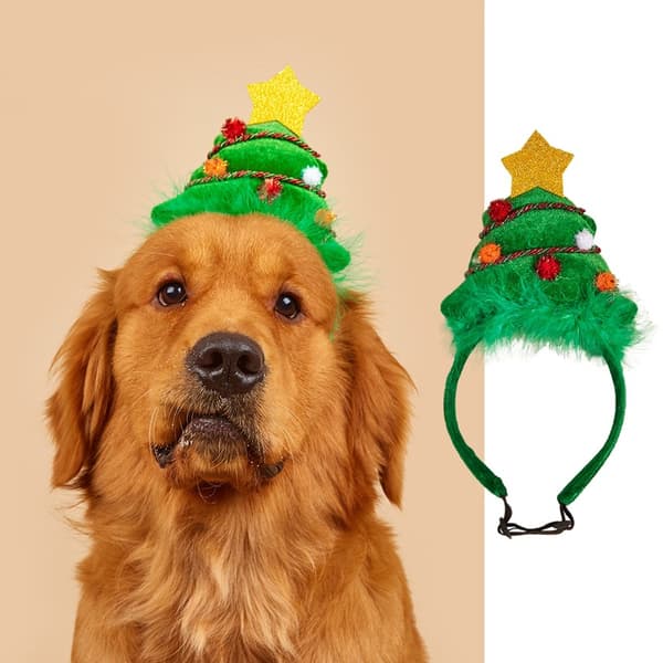 Julmodefashion klassisk grønn juletre hund og katt pannebånd hodeplagg