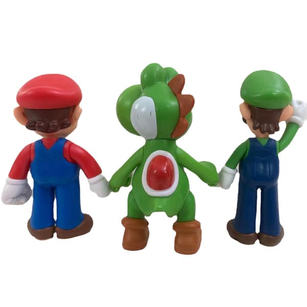 #3-pakning PVC Mari Luigi Yoshi Grønn Drage Figurmodell#