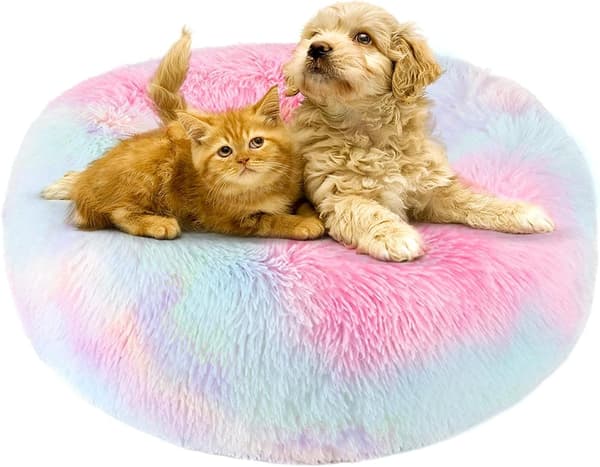 Rund kudde 50cm husdjursbädd kattkudde korg hund kattbädd rund D