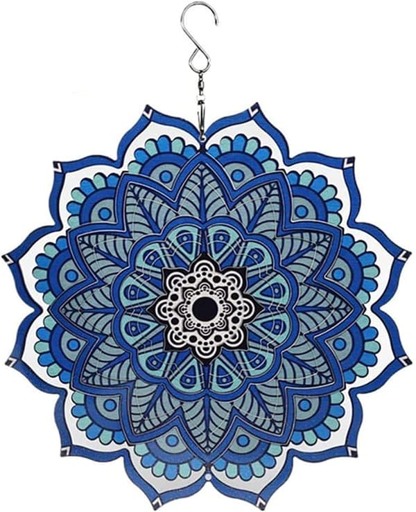 Vindsnurra Mandala 30cm - 3D Hængende Havepynt i Rustfrit Stål