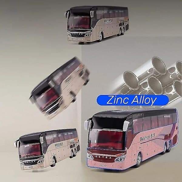 1/50 Setra Deluxe Bus Legetøjsbil Trykstøbt Miniaturemodel Træk Tilbage Lyd og Lys Pædagogisk Samlerobjekt Gave til Drenge Børn Amerikansk Skolebus