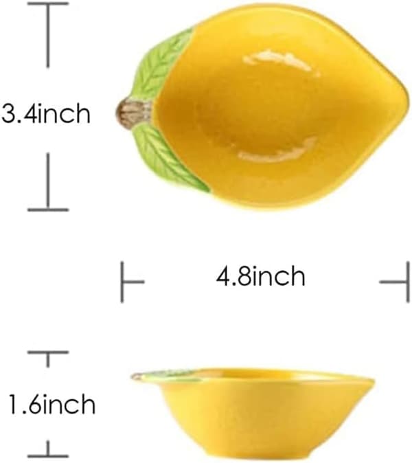 Keramiska citrondessertskålar, keramiska sidorätter, snackskålar, set om 2