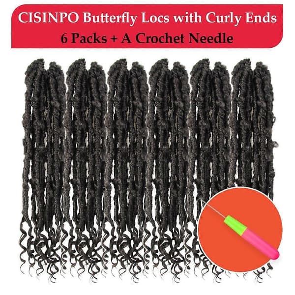Bohemian Goddess Virkat Hår 35.56cm, 6-pack Syntetiska Butterfly Locs