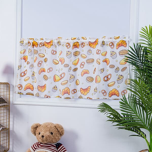Cartoon Printed Bread Pattern Curtain Short Curtain for Bedroom Kitchen Cabinet Decoration