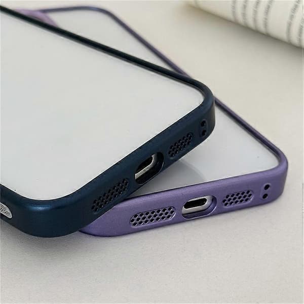 Compatible for iPhone 14 Pro Transparent Phone Case Electroplated Edge PC Acrylic Back Blue Blue