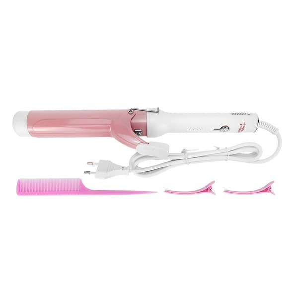 40mm Large Curling Iron for Korean Big Waves - Long Barrel, Adjustable Heat, Fast Heating Pink Pink Pink