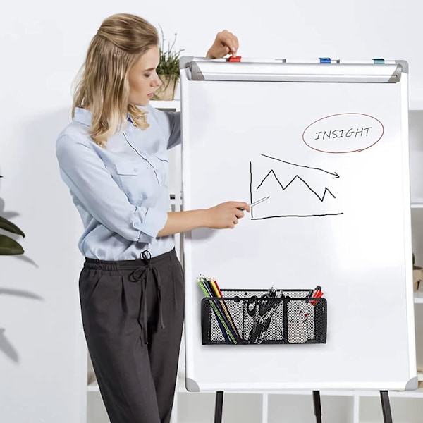 Magnetisk penholder, netopbevaringskurv med ekstra stærk magnet til køleskab, whiteboard, skabstilbehør, kontorartiklerorganisator