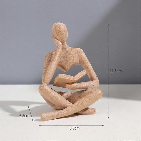 Thinker Sculptures, Sandstone Thinker Resin Statue Reading Ornament, Thinker Sculpture Decoration, Modern Book Decor B