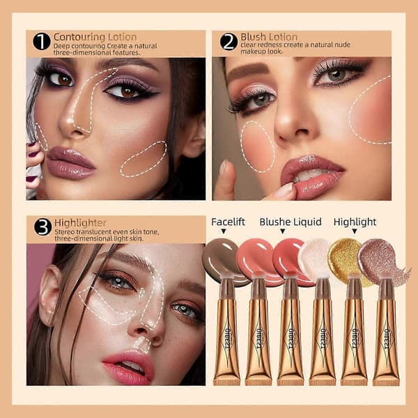 Liquid Contour Stick with Cushion Applicator, Natural Matte Cream Highlighter and Bronzer 05 Rose