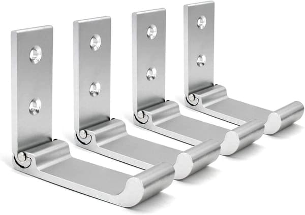 4 stk. veggkroker, sammenleggbare kroker, aluminiumslegering