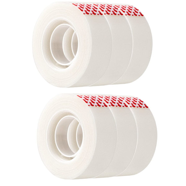 Osynlig tejp gör det svårt att lämna spår när du skriver eller kopierar Matt tejp, 6-pack, Genomskinlig, 19,8 mm B x 25,4 m