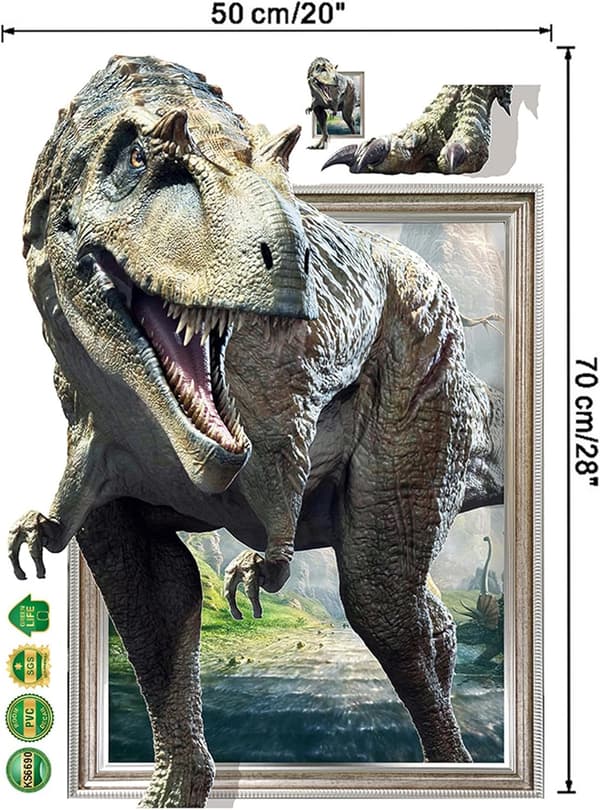 3D Dinosaur Veggdekor - For Barns Gutterom Lekerom Babyrom