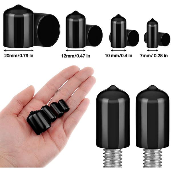 80 Pieces Rubber Caps Flexible Bolt Covers Screw Caps Thread Protectors in 4 Sizes 1/4 to 3/4 Inch (Black)